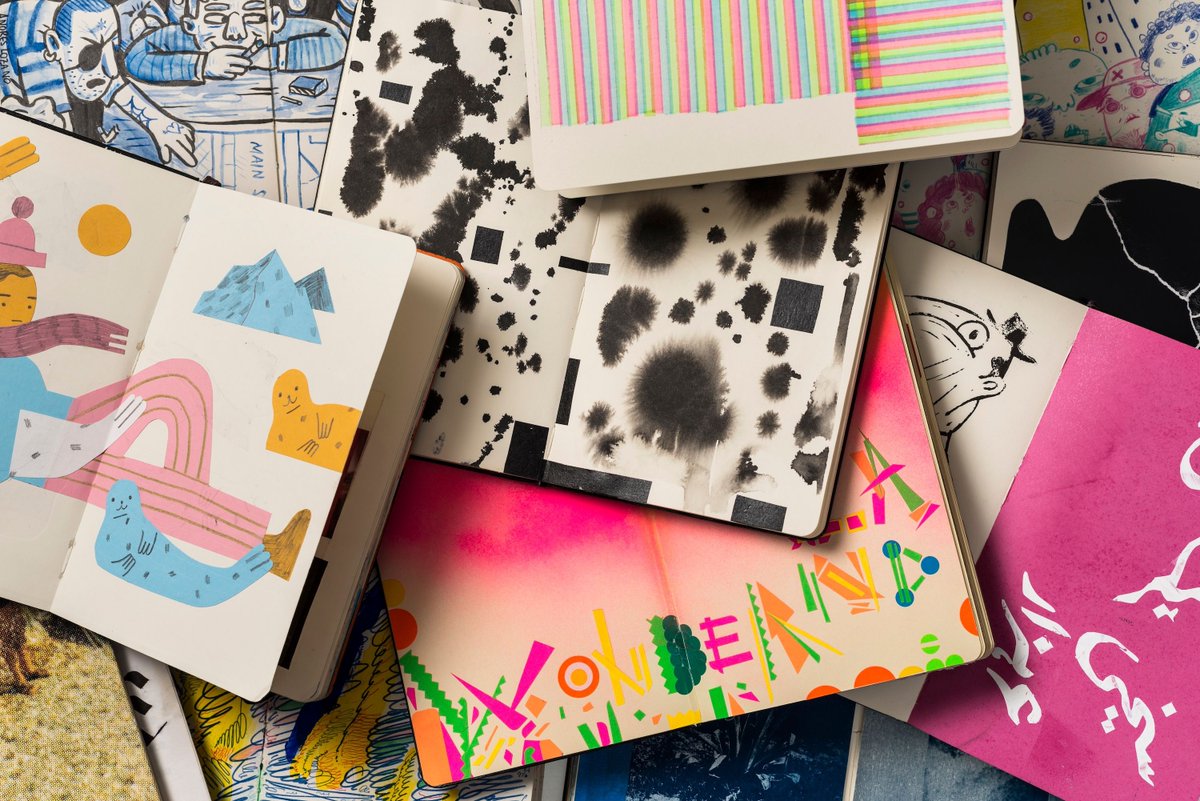 itsnicethat's tweet photo. The Two Pages sketchbooks have travelled the world, and will restore your faith in creativity > https://t.co/OXIAjVT0Gf https://t.co/rn74MMx27Z