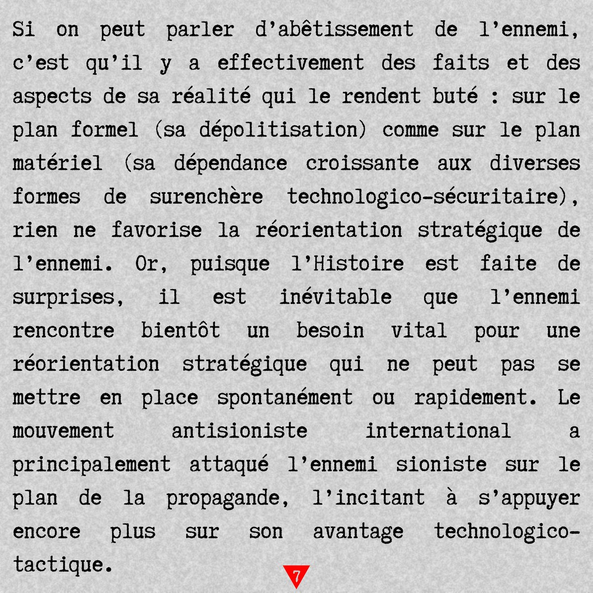 RSAutonome's tweet photo. L'ennemi impérialiste occidental dépend pour que sa doctrine, l'antiterrorisme, soit sans cesse rendue opérante, du maintien d'un compromis de classe impérialiste en Occident. https://t.co/2XNTMSP2vX
