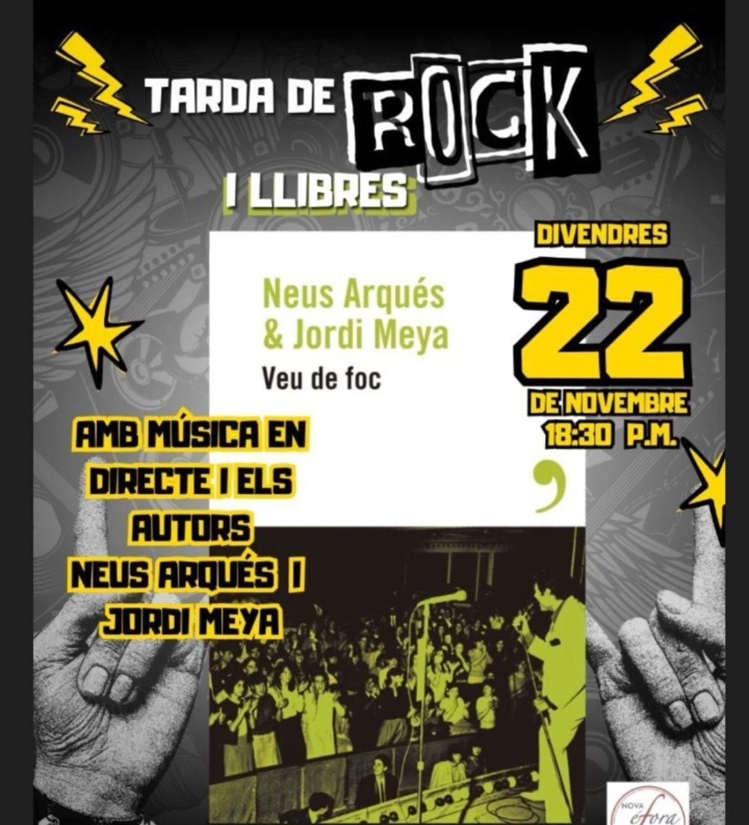 📢 Alerta: eventazo en @llibreria_efora el próximo viernes, 22. 🤘 
<a href="/NeusArques/">Neus Arques</a> <a href="/RockZone/">RockZone</a> @AlrevesEditor