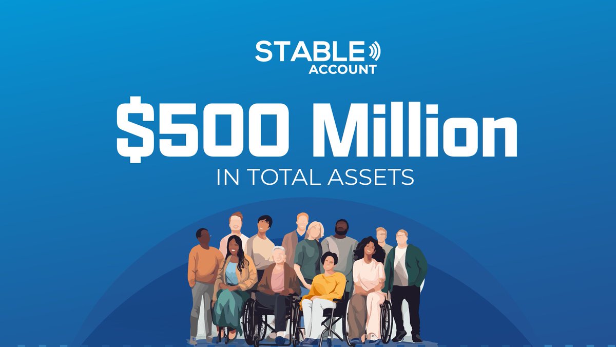 📣Another BIG milestone for #STABLEAccount!

We’re proud to announced that we’ve passed half a billion dollars in total assets under management. STABLE Account continues to change lives and empower people living with disabilities to save and invest for their future.