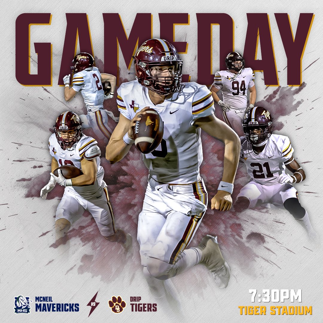 DripFB's tweet photo. 𝗣𝗹𝗮𝘆𝗼𝗳𝗳 𝗚𝗮𝗺𝗲 #𝟭 • 𝗟𝗲𝘁’𝘀 𝗚𝗼 𝗧𝗶𝗴𝗲𝗿𝘀🐅
Drip vs McNeil Tonight @7:30 PM
📍: Tiger Stadium
🎟: https://t.co/B6aLXMFw9F
👀: https://t.co/2s52fkSDiJ
📻: KDRP 103.1 FM
📱: https://t.co/yKKNZUHr1I or Sun Radio App

#playoffs #txhsfb #drippingsprings #tpd #ambush https://t.co/faCw1bhgfG