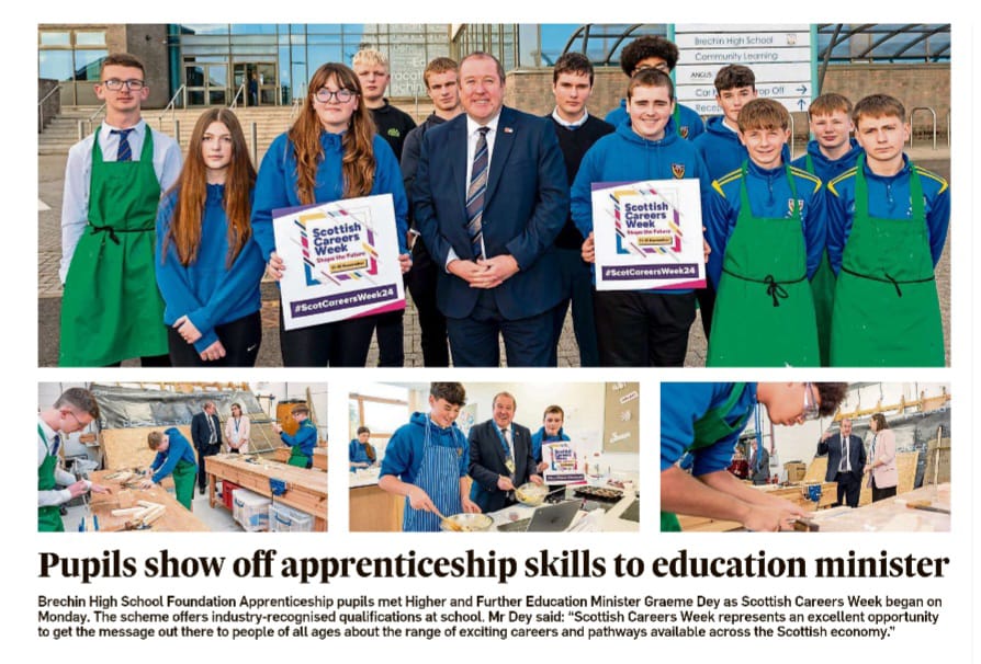 Delighted to showcase our Foundation Apprenticeship courses to @GraemeDeyMSP earlier this week when he visited the school. The pupils spoke very well and did themselves proud!
