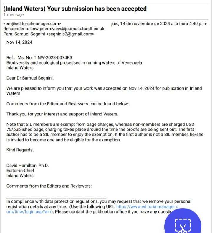 Prof. Carlos López, Ph.D. (@oikossokio) on Twitter photo Proud to report that a new paper in collaboration with my Venezuelan colleagues has been accepted in Inland Waters (Q1). A great effort that shows the perseverance and resilience of the country's scientists. <a href="/espol/">ESPOL</a> <a href="/DEC_INV_ESPOL/">Investigación ESPOL</a> <a href="/luzmasoto/">Dra Luz Soto</a> <a href="/ernestojgr/">Ernesto González</a> <a href="/scottmarinos/">Joxmer Scott</a> <a href="/faunario/">Douglas Rodríguez Olarte</a> Proud to report that a new paper in collaboration with my Venezuelan colleagues has been accepted in Inland Waters (Q1). A great effort that shows the perseverance and resilience of the country's scientists. <a href="/espol/">ESPOL</a> <a href="/DEC_INV_ESPOL/">Investigación ESPOL</a> <a href="/luzmasoto/">Dra Luz Soto</a> <a href="/ernestojgr/">Ernesto González</a> <a href="/scottmarinos/">Joxmer Scott</a> <a href="/faunario/">Douglas Rodríguez Olarte</a>