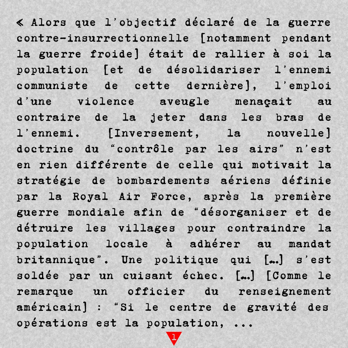 RSAutonome's tweet photo. L'antiterrorisme s'est progressivement autonomisé, pour devenir un paradigme indépendant, en rupture avec le cadre doctrinal classique de la contre-insurrection. https://t.co/NqzEPZpfs9