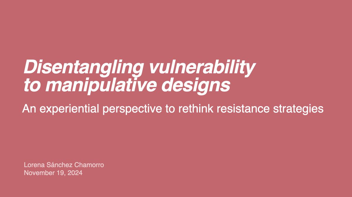 My PhD candidate Lorena Sánchez Chamorro <a href="/LastStrawberry/">Lorena Sánchez @LastStrawberry@hci.social</a> will defend her PhD thesis on Tuesday, Nov 19 at the University of Luxembourg! 

I'm looking forward to seeing her complete her brilliant PhD path and fully embrace her new position as a postdoc at the University of Twente.
