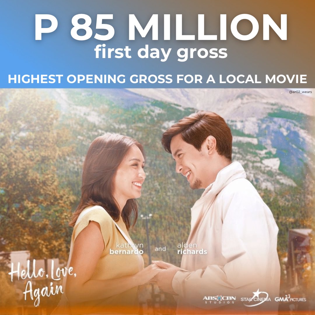 rfj_ootd's tweet photo. From P85M to P155M real quick!

What's your forecast for the 3-day gross?

#HelloLoveAgain 
@aldenrichards02 @bernardokath https://t.co/CUs3CLKQXS