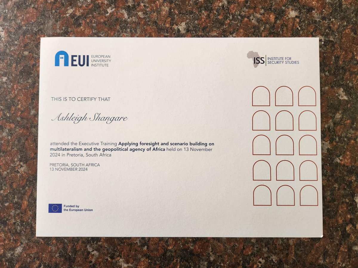 CMAUP's tweet photo. CMA's Dr. @ART_Shangare participated in the “Applying Foresight and Scenario Building on Multilateralism and the Geopolitical Agency of Africa” executive training,  hosted by the Florence School of Transnational Governance (European University Institute) and the @issafrica https://t.co/zrQrp2XYrl