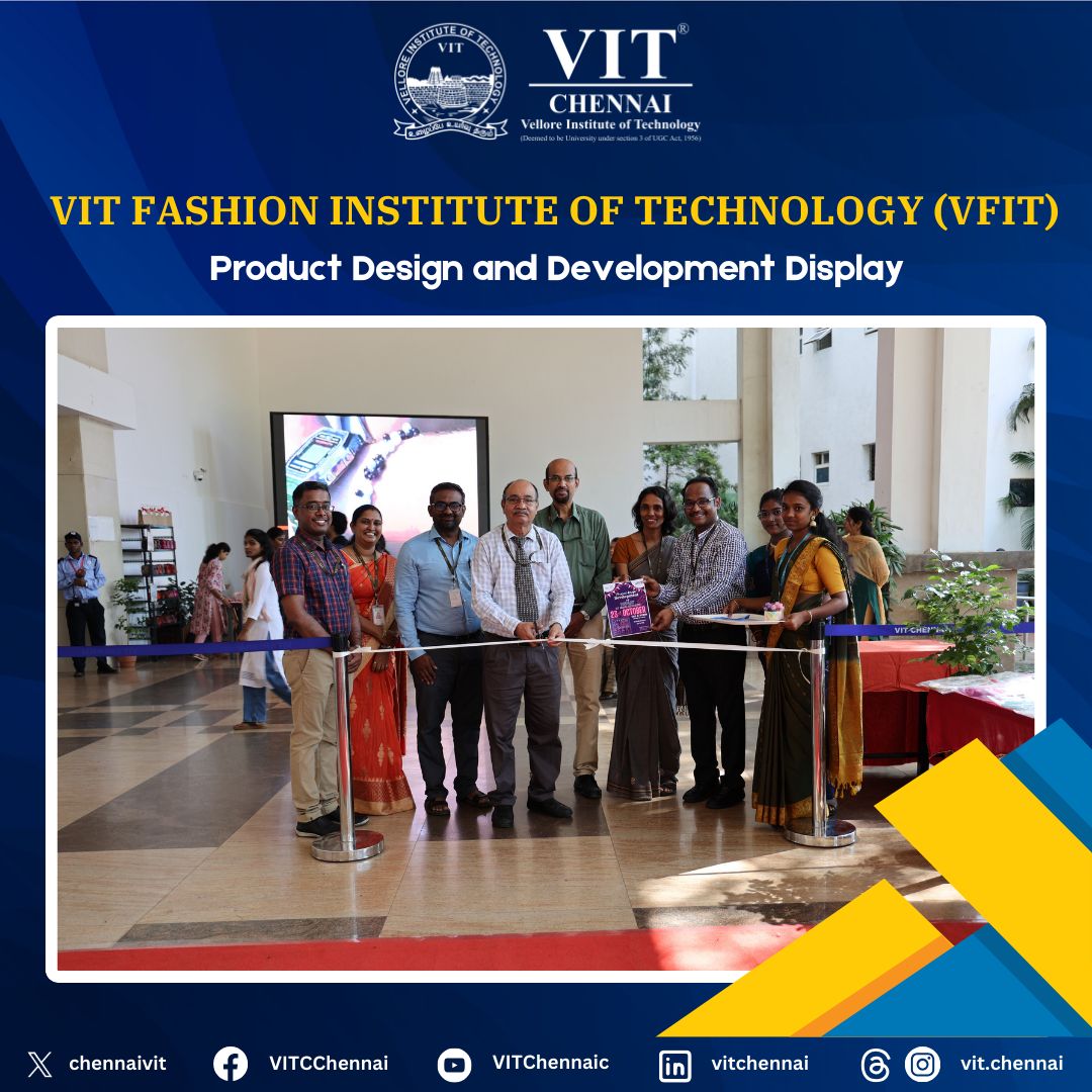 ChennaiVit's tweet photo. ✨VIT Fashion Institute of Technology Hosts Product Design and Development Display. ✨

🎉 To showcase the creative talents of budding designers from VIT Fashion Institute of Technology commenced with a ribbon-cutting by Dr. Thyagarajan, Pro-Vice Chancellor, #VITChennai.

#VFIT https://t.co/BSWJgCCxzd