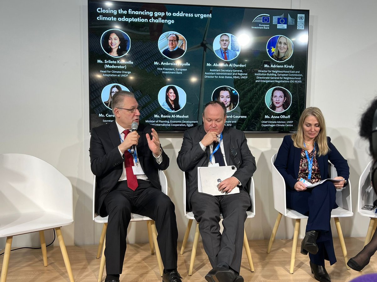 Today, <a href="/AbdallahAldard1/">Abdallah Al Dardari</a>, RD <a href="/UNDPArabStates/">UNDP Arab States</a> underscored at the joint side event organized by <a href="/UNDP/">UN Development</a>, <a href="/EIB/">European Investment Bank</a> and @eu_near at #COP29 that climate adaptation is essential &amp; we need a stronger financial architecture that drives private sector engagement to make real progress