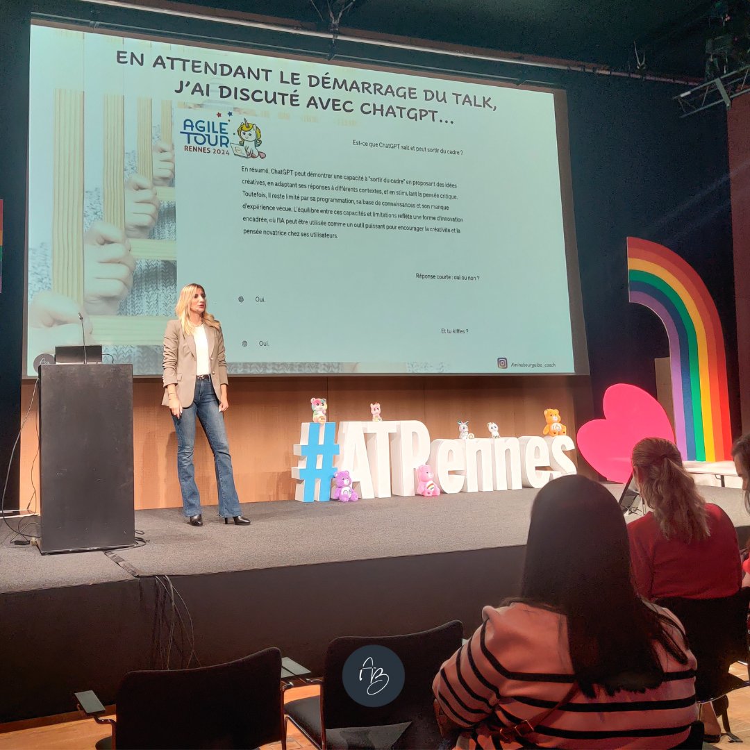 Agile Tour Rennes 👉🏻 C'est déjà fini🎈
C'était sous le signe des 🦄 

🙏🏻 Infiniment reconnaissante d'avoir pu partagé mon talk "𝐒'𝐞́𝐜𝐡𝐚𝐩𝐩𝐞𝐫 𝐝𝐮 𝐜𝐚𝐝𝐫𝐞 𝐩𝐨𝐮𝐫 𝐞𝐧 𝐚𝐩𝐩𝐫𝐞́𝐜𝐢𝐞𝐫 𝐮𝐧 𝐚𝐮𝐭𝐫𝐞 ? " et surtout d'avoir eu autant de feedbacks

A très vite 😘