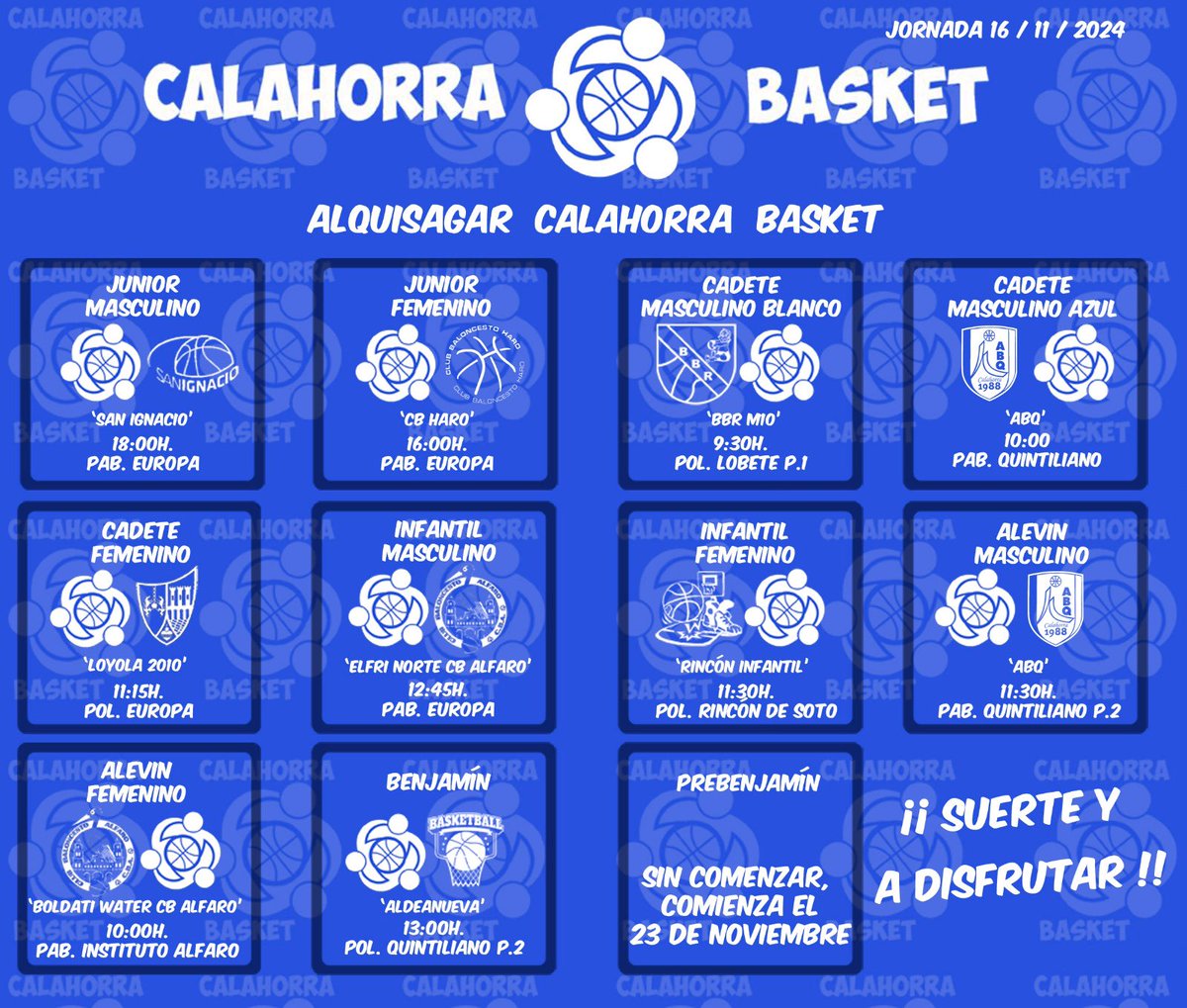 CalahorraBasket's tweet photo. Jornada de este finde semana.
1,2,3 Calahorra!!! https://t.co/C7obSxUB2W