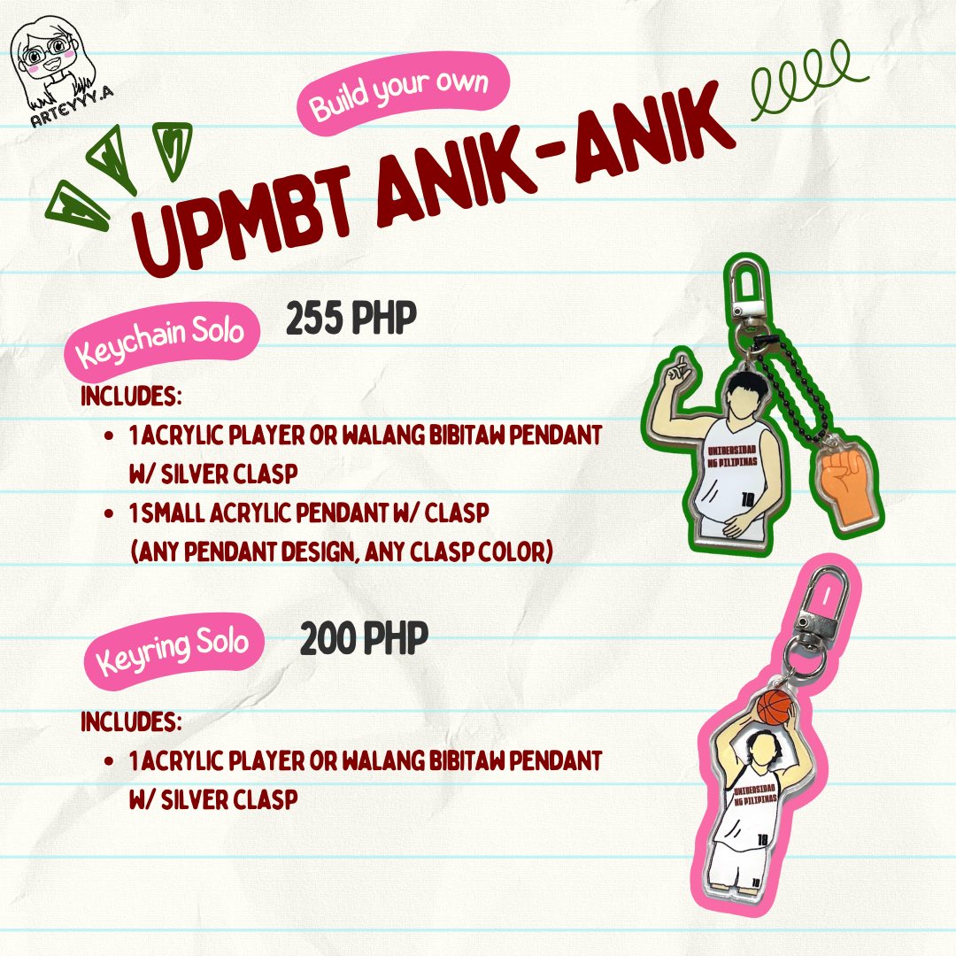 tishsuico's tweet photo. You’ve been waiting for this... Batch 2 ng inyong UPMBT ANIK-ANIK keychains! 🫣

May bagong player acrylics and added beads para lalong personalized ang inyong anik-anik! 💥

Don’t miss out! Pre-orders for Batch 2 will be open until November 20! https://t.co/He3NDZUj8y