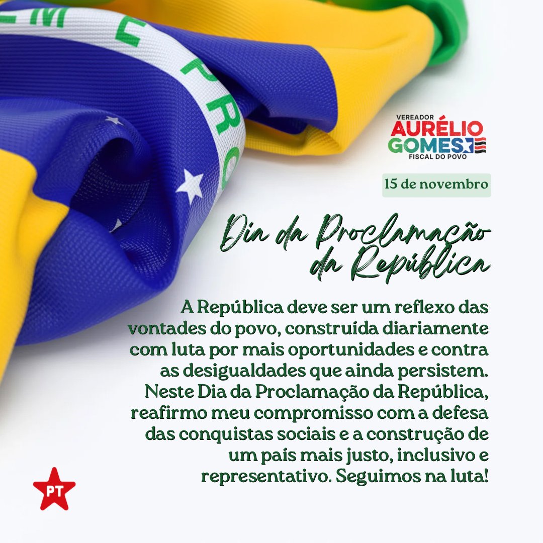 🇧🇷 Neste Dia da Proclamação da República, reafirmo meu compromisso com a defesa das conquistas sociais e a construção de um país mais justo, inclusivo e representativo. Seguimos na luta! #imperatrizma