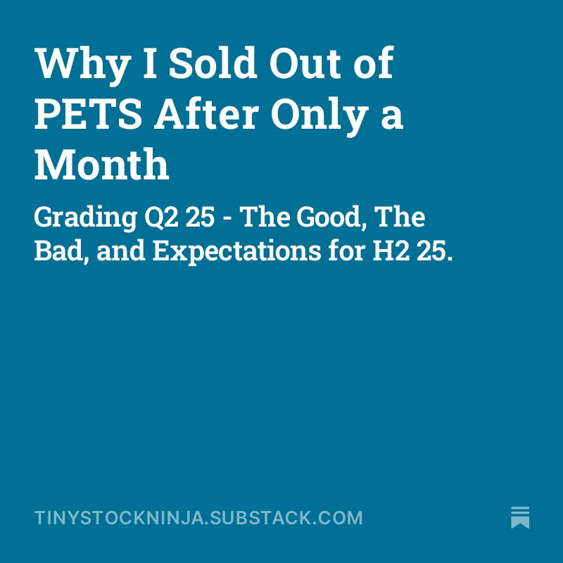 tinystockninja's tweet photo. $PETS - Profiled a month ago and sold earlier this week. After another quarter, I believe the turnaround going to be much harder and longer than originally thought. Never my intention to profile something and sell it a month later so I want to be transparent. 
Link in bio. https://t.co/7ftbZ0zVS0