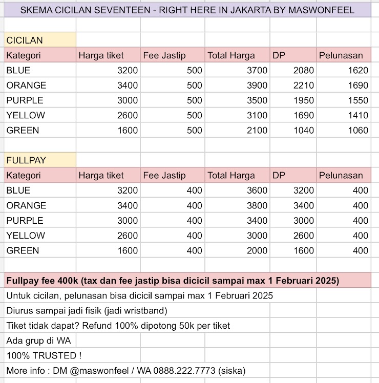 mswnfl's tweet photo. [OPEN JASTIP]

SEVENTEEN - RIGHT HERE WORLD TOUR IN JAKARTA DAY2 by MASWONFEEL

✅ Diurus sampai fisik
✅ Pelunasan bisa dicicil sampai 1 Februari 2025
✅ Skema cicilan cek pict ke-3

Detail dan form : https://t.co/wxvrgFsj95 https://t.co/zb2JWcFKVu
