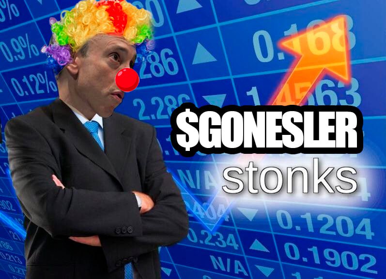 goneslercto's tweet photo. jk, with #GONESLER your stonks get sued and go down instead https://t.co/dOyWwwlWDD