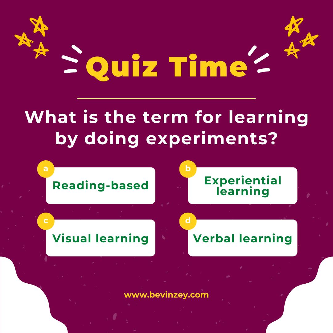 bevinzey's tweet image. Trivia time! 🧠 What’s the term for learning through hands-on experiments? Drop your answer in the comments! Check the graphic for your choices 👀
#LearningQuiz #InteractiveLearning #EducationTrivia #CuriousMind #LearningByDoing