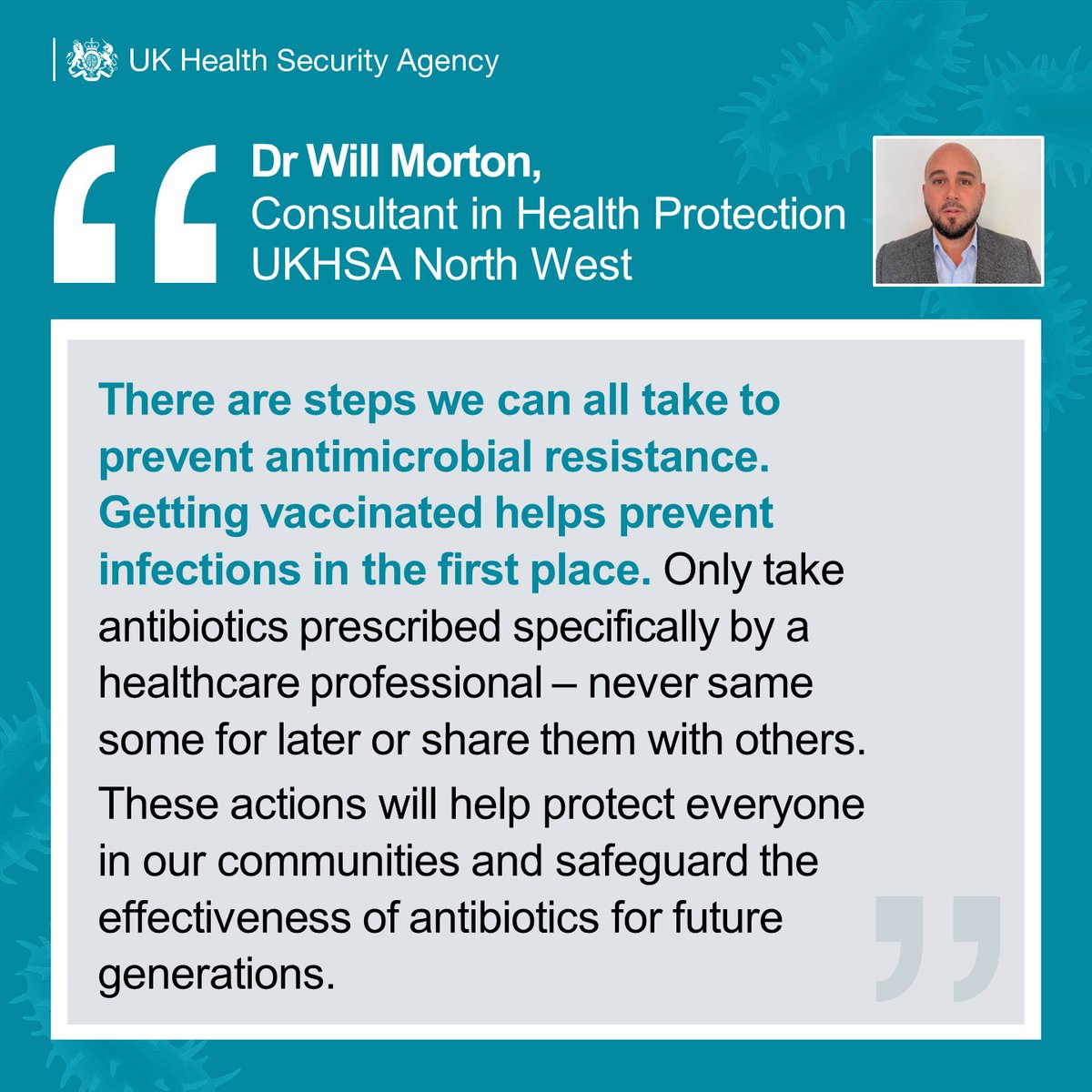 UKHSA North West (@ukhsa_northwest) on Twitter photo Our surveillance data shows there were 2,688 life-threatening, resistant bacterial bloodstream infections in the North West in 2023. Read more here: gloo.to/FuLa
<a href="/BillMorts/">Will Morton</a> explains how we can all do our bit to reduce the threat of #AntimicrobialResistance 👇 Our surveillance data shows there were 2,688 life-threatening, resistant bacterial bloodstream infections in the North West in 2023. Read more here: gloo.to/FuLa
<a href="/BillMorts/">Will Morton</a> explains how we can all do our bit to reduce the threat of #AntimicrobialResistance 👇