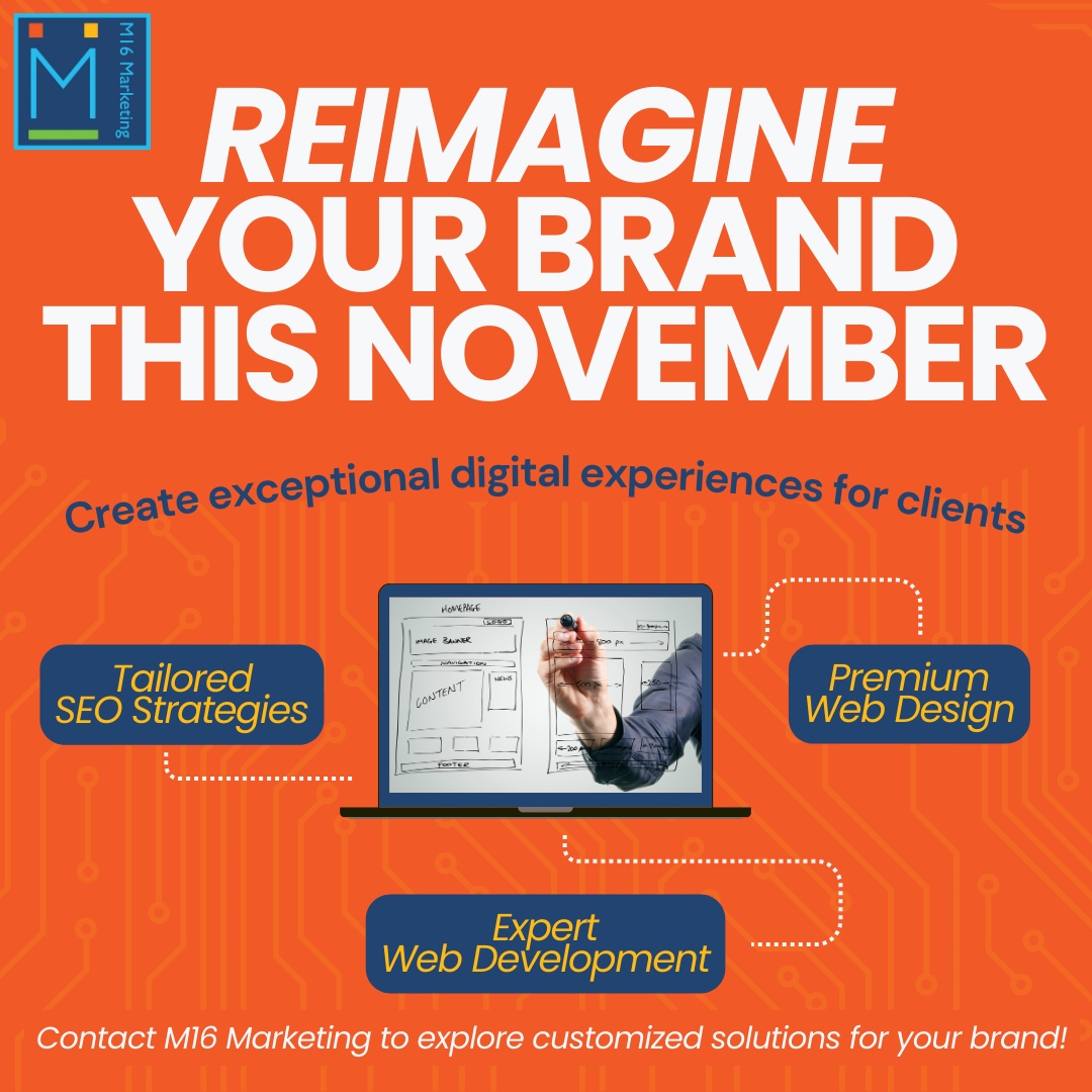 🚀 Looking to refresh your brand this November? M16 Marketing provides tailored SEO, web design, and expert development to deliver outstanding digital experiences. Let’s talk about how we can help your business thrive.
#SEO #WebDesign #M16Marketing