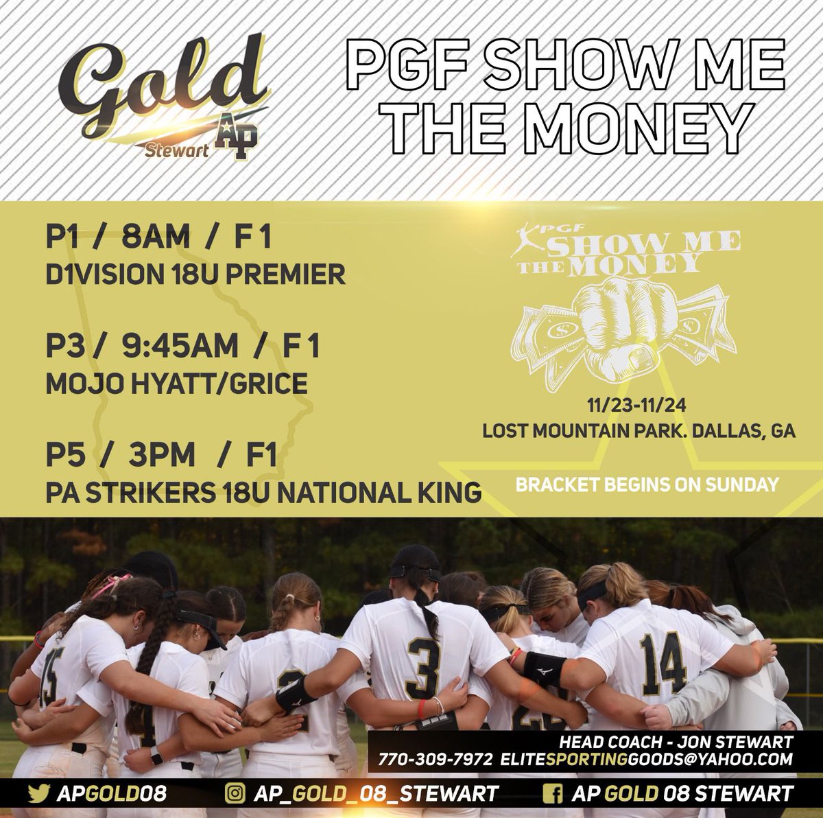 AP Gold 08 Stewart (@apgold08) on Twitter photo We can't wait to see these girls in action again next weekend. Show Me the Money!!! Come check us out!!@_TimWalton <a href="/rittmanjohn/">John Rittman</a> <a href="/UGACoachTony/">Tony Baldwin</a> <a href="/PACKUPSTATE/">bryan pack</a> <a href="/SamfordSB/">Samford Softball</a> <a href="/KarenWeekly/">Karen Weekly</a> <a href="/BethTorina/">Beth Torina</a> <a href="/CoachMalveaux/">Chris Malveaux</a> <a href="/CoachDot_LU/">Dot Richardson</a> <a href="/OleMissSoftball/">Ole Miss Softball</a> <a href="/AggieSoftball/">Texas A&M Softball</a> <a href="/GSAthletics_SB/">Georgia Southern Softball</a> We can't wait to see these girls in action again next weekend. Show Me the Money!!! Come check us out!!@_TimWalton <a href="/rittmanjohn/">John Rittman</a> <a href="/UGACoachTony/">Tony Baldwin</a> <a href="/PACKUPSTATE/">bryan pack</a> <a href="/SamfordSB/">Samford Softball</a> <a href="/KarenWeekly/">Karen Weekly</a> <a href="/BethTorina/">Beth Torina</a> <a href="/CoachMalveaux/">Chris Malveaux</a> <a href="/CoachDot_LU/">Dot Richardson</a> <a href="/OleMissSoftball/">Ole Miss Softball</a> <a href="/AggieSoftball/">Texas A&M Softball</a> <a href="/GSAthletics_SB/">Georgia Southern Softball</a>
