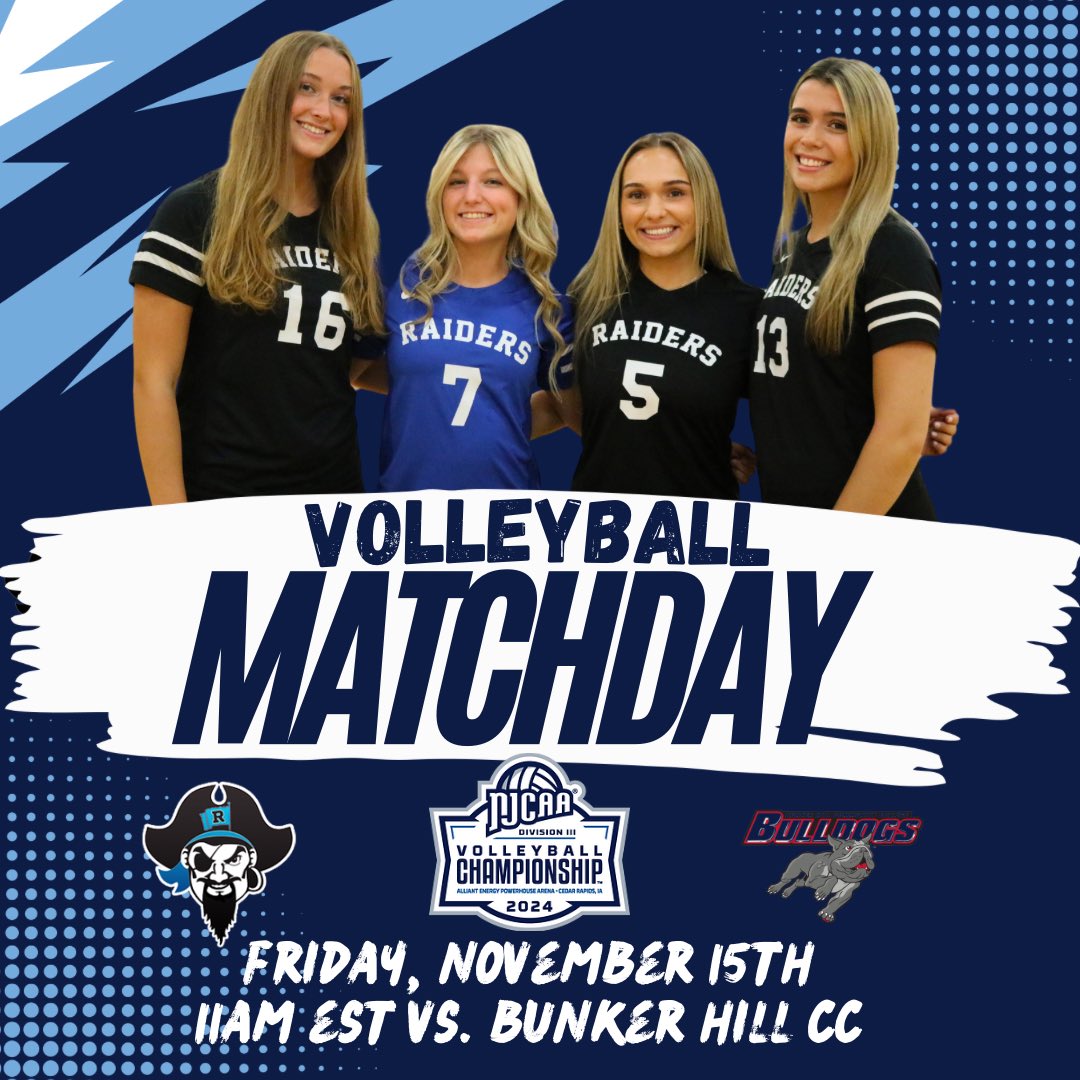fmcc_athletics's tweet photo. #MATCHDAY Volleyball takes on the Bunker Hill Bulldogs today at 11am in the @NJCAAVolleyball DIII Championship consolation bracket 🏐 #RaiderProud @NJCAAReg3 
Stream: https://t.co/rS2q12LG78 https://t.co/dL1kmYfeda
