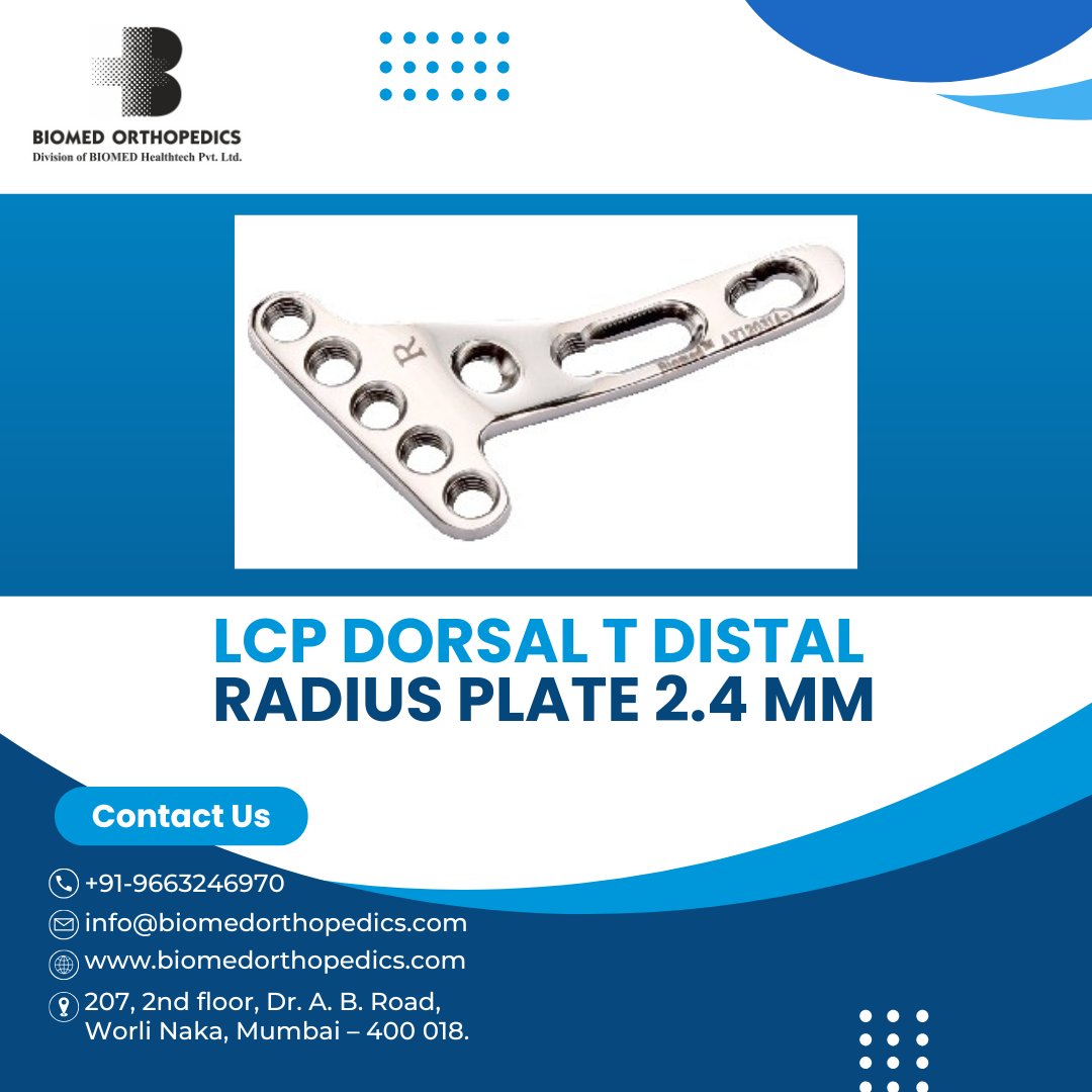 BiomedOrtho01's tweet image. The LCP Dorsal Distal Radius Plate, made from durable titanium, is designed for the effective stabilization of distal radius fractures. 

Contact us for more details!

#OrthopedicImplants #DistalRadiusPlate #BoneFixation