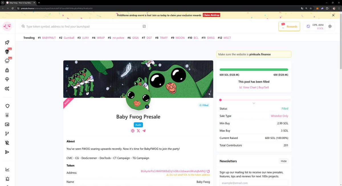 Filled in 1 minute Baby Fwog hype is real! 

Congrats to everyone that got in chads &amp; chadettes. Launch will be on Monday 18th, time TBA. Stay tuned!