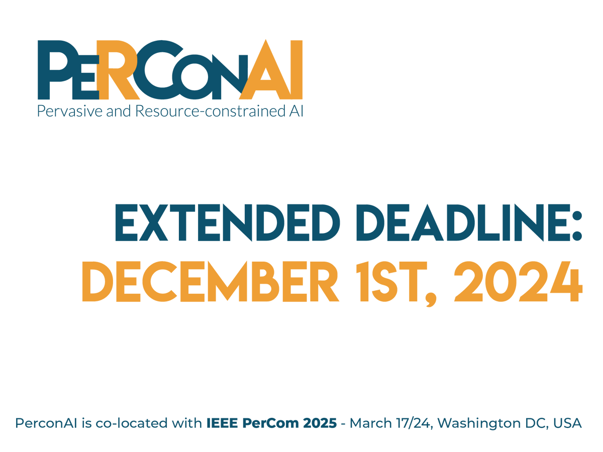 PeRConAI (@perconai) on Twitter photo Already sent your #paper on #AI #machinelearning #pervasiveAI #embeddedsystems #edgeAI #tinyML #DecentralizedAI to PeRConAI #workshop? Now you have a few more days to do it!
โก๏ธ๐ก๐ฒ๐ ๐ฑ๐ฒ๐ฎ๐ฑ๐น๐ถ๐ป๐ฒ: ๐๐ฒ๐ฐ๐ฒ๐บ๐ฏ๐ฒ๐ฟ ๐ญ๐๐
See more at ๐ perconai.iit.cnr.it
<a href="/IEEEPerCom/">IEEEPerCom</a> Already sent your #paper on #AI #machinelearning #pervasiveAI #embeddedsystems #edgeAI #tinyML #DecentralizedAI to PeRConAI #workshop? Now you have a few more days to do it!
โก๏ธ๐ก๐ฒ๐ ๐ฑ๐ฒ๐ฎ๐ฑ๐น๐ถ๐ป๐ฒ: ๐๐ฒ๐ฐ๐ฒ๐บ๐ฏ๐ฒ๐ฟ ๐ญ๐๐
See more at ๐ perconai.iit.cnr.it
<a href="/IEEEPerCom/">IEEEPerCom</a>