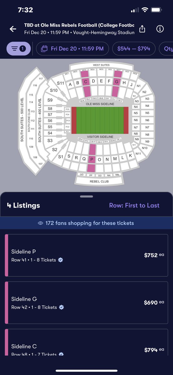 partypruden's tweet photo. Happy Friday, y’all. Looks like they already got a few tix on sale for our potential “HOME” playoff game! 👀😎 @OleMissFB #HottyToddy #KeepGoing #JustWinBaby #NattyLoading 🏆🔴🔵 https://t.co/Q2K7mkH9jZ