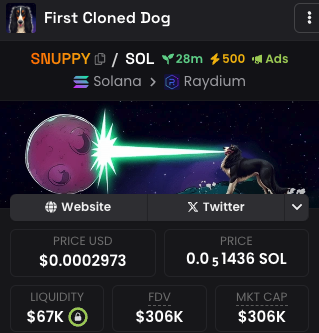 Snuppysol's tweet photo. 1200+ holders in just 30min!

Next stop 1M for the 1st cloned dog in the world!

$SNUPPY

https://t.co/6ztU9KPeEr https://t.co/gDeorayaHP