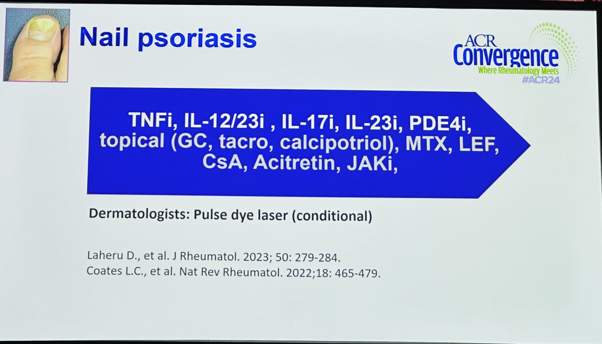 Ashima Makol MD (@ashimamakol) on Twitter photo Excellent overview of #PsA t/t by Dr. Ana-Maria Orbai
👉 high yield summaries for Axial, Dactylitis, Enthesitis, Nail disease & peripheral arthritis! (A boatload of hard work putting these together 🙏🏼)
#ACR24
#ACRambassador <a href="/ACRheum/">American College of Rheumatology</a> Excellent overview of #PsA t/t by Dr. Ana-Maria Orbai
👉 high yield summaries for Axial, Dactylitis, Enthesitis, Nail disease & peripheral arthritis! (A boatload of hard work putting these together 🙏🏼)
#ACR24
#ACRambassador <a href="/ACRheum/">American College of Rheumatology</a>