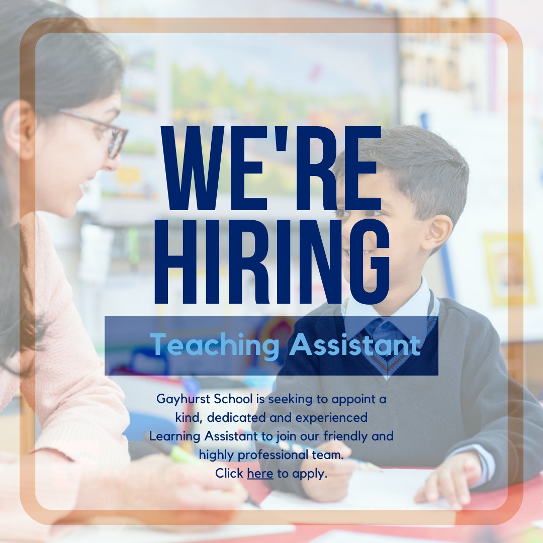 GayhurstSchool's tweet image. #TeachingAssistant #JoinOurTeam #HiringNow #TeachingCareers
