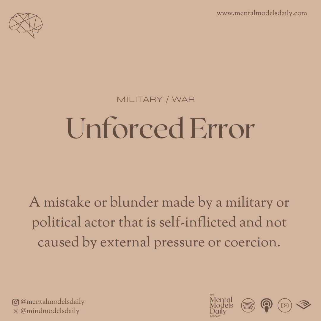 mindmodelsdaily's tweet image. Sometimes, the biggest setbacks are self-inflicted. Unforced Error shows the cost of avoidable mistakes. 💥🚫 #UnforcedError #SelfAwareness #MentalModels #AvoidMistakes #StrategicThinking