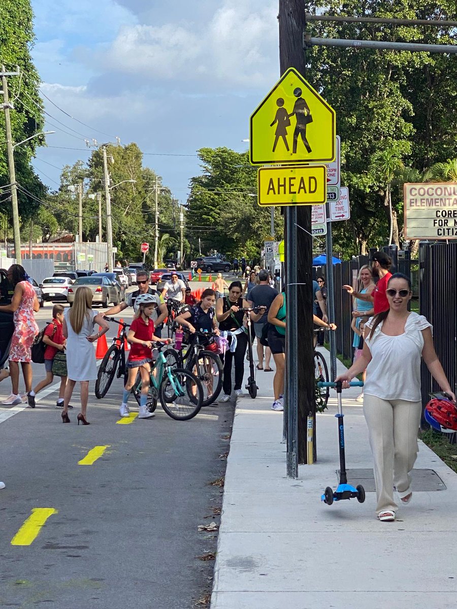 The writing is on the wall in bright red fluorescent neon:

Protected bike lanes linking neighborhood streets with schools reduce auto congestion: coconutgrovespotlight.com/2024/11/14/wal…

Plus, bikes get kids excited to go to school AND facilitates their health. #BikeGrove2024