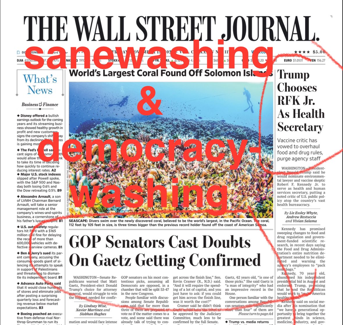 FixMediaNow's tweet photo. Americans don’t realize the ongoing crisis and looming catastrophes BECAUSE legacy media fails to communicate the accelerating fascist assault on America. #TrumpAppointments
#Democracywashing - normalization of the fascist subversion of democracy and society by deceptively presenting it as “politics”
@jeffjarvis @froomkin @NewsJennifer @MarkHamill @Martina @Sulliview @davetroy @ruthbenghiat @nhannahjones @whstancil @Mr_Electrico @SimonWDC @brianstelter