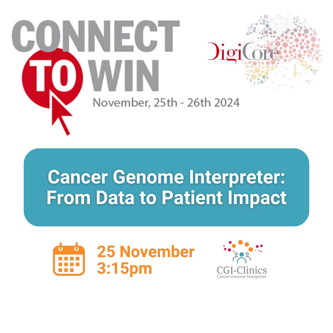 Olivia Tort, the CGI-Clinics Executive Coordinator, will be presenting the Cancer Genome Interpreter at DigiCore's Connect to Win 2024: Revolutionising Cancer Care event taking place later this month in the Netherlands!

digicore-cancer.eu/activities/con…