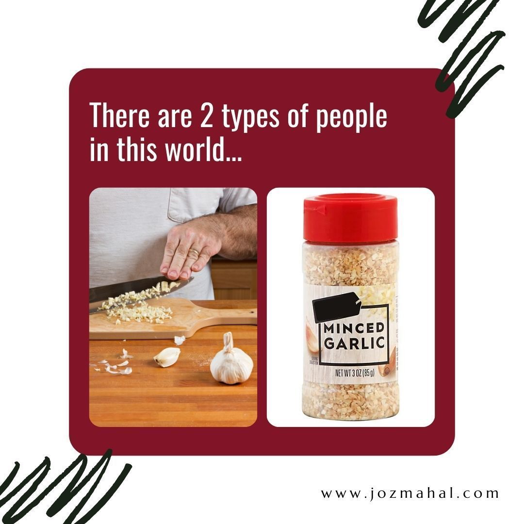 JozMahal's tweet photo. There are 2 types of people in this world... those who think, “Why not spend 5 minutes mincing garlic for that fresh flavor?" 🧄✨ and those who are like, “Life’s too short — where’s the jar?” 😂 Which camp are you in?

#ChefVsShortcut #GarlicLife #KitchenDebates #CookingHumor https://t.co/j6zeSOPvXl