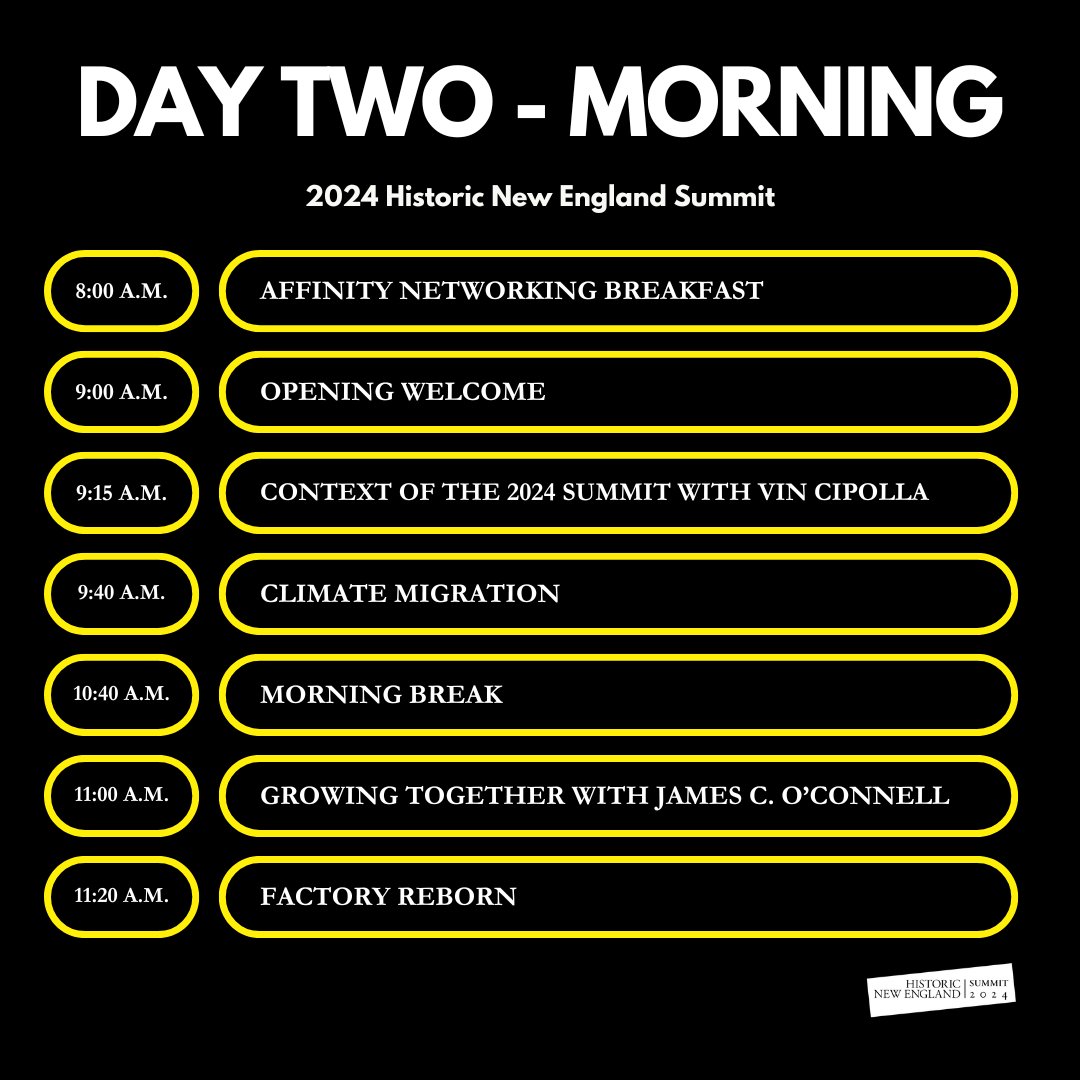 Who is ready for Day Two? Attendees are starting to get settled in seats, and the coffee is flowing. Let the conversations BEGIN!
•
Tune into our livestream → shorturl.at/8uavZ
•
#HNESummit #HistoricNewEngland #Portland #Maine #preservation #conservation