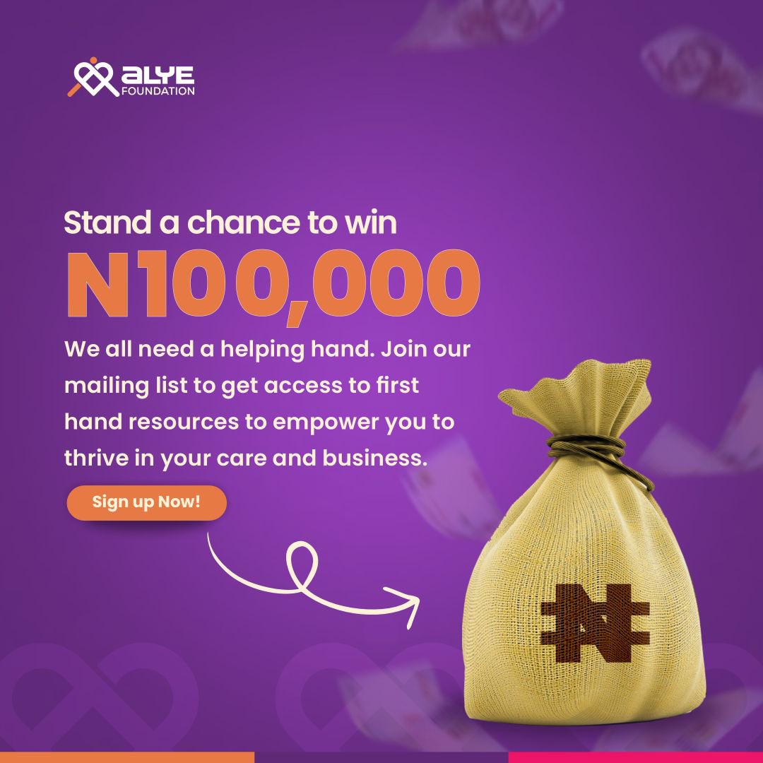 alyefoundation's tweet photo. The ALYE Foundation 100,000 Naira cash prize giveaway is still ongoing! 
 
Young graduate, you still stand a chance of winning! 
 
Follow our social media pages (Instagram and Twitter) and sign up on our mailing list if you haven’t done so already! https://t.co/2S1q0bcDuS