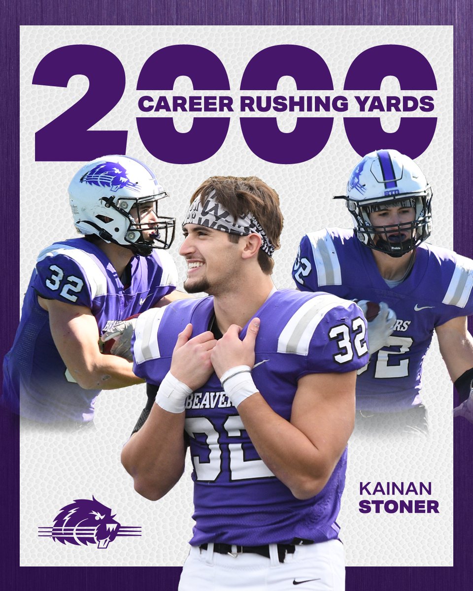 This season Kainan Stoner became just the 14th player in program history to eclipse 2000 yards in his career!  He's been our leading rusher for 3 or his 4 seasons on campus, and currently ranks 4th in the HCAC in rushing yards this season.  #BTD24Seven