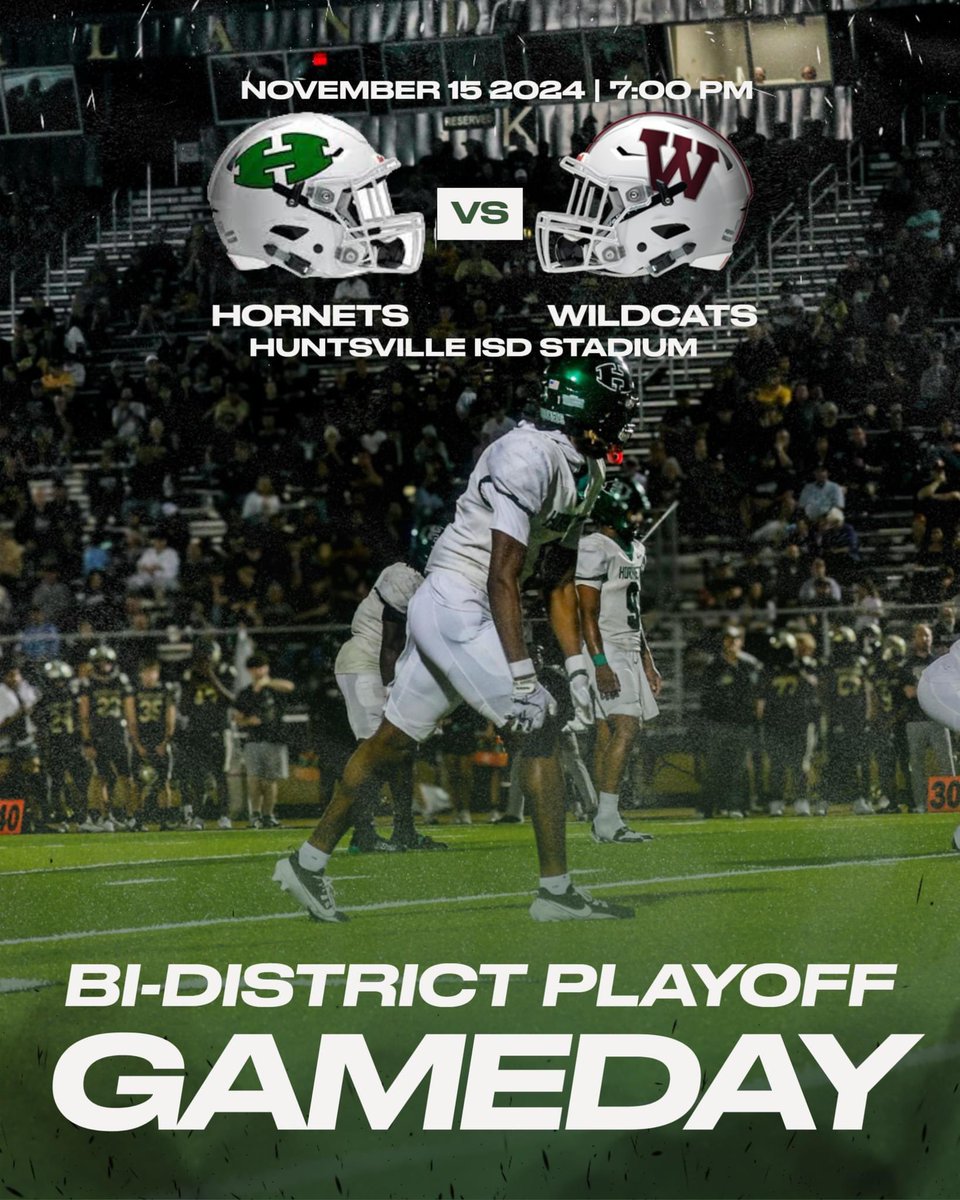 History will be made tonight as the Huntsville Hornets host their first playoff game in Huntsville ISD stadium! Beat Whitehouse! #WNU188