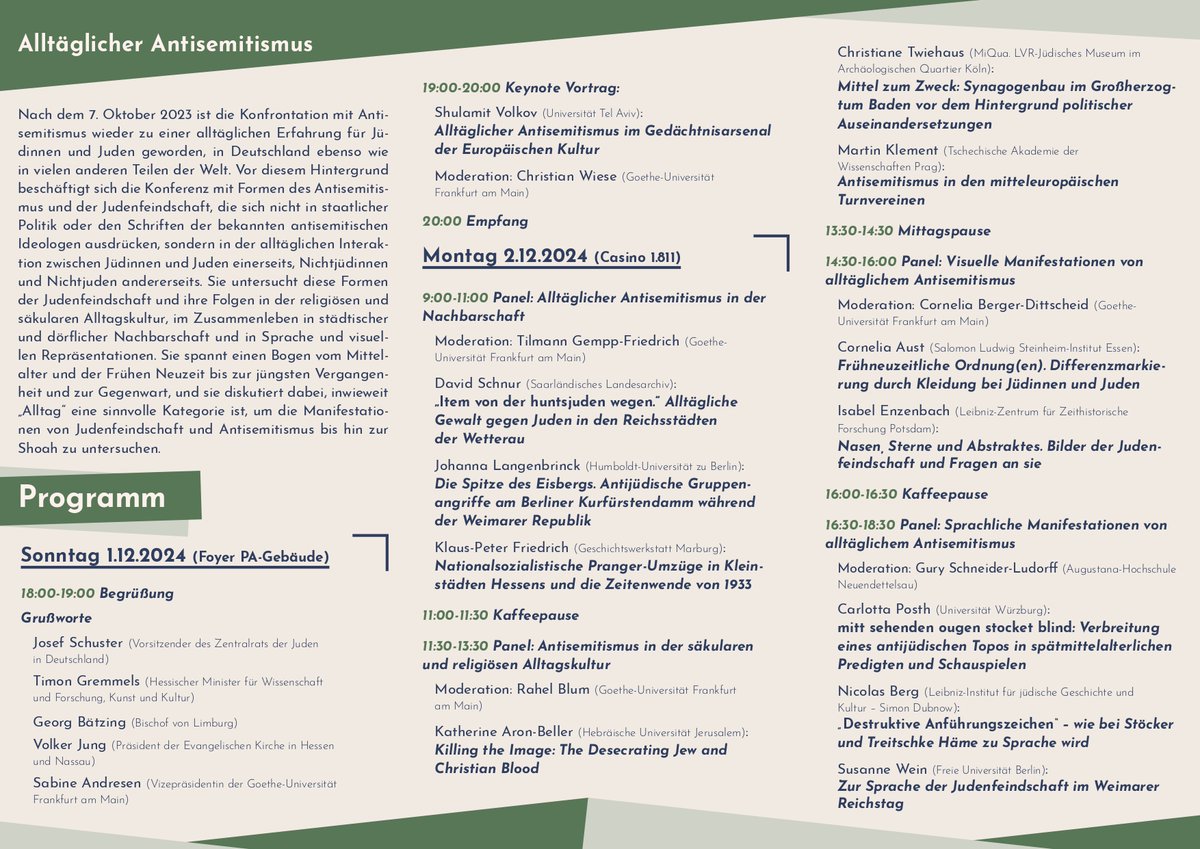 Buber-Rosenzweig-Institut Frankfurt (@buberinstitut) on Twitter photo 📆In zwei Wochen beginnt die Jahreskonferenz des #Projekts Synagogen-Gedenkbuch Hessen zu Alltäglichem #Antisemitismus. Veranstaltungsort: <a href="/goetheuni/">Goethe-Universität</a>. <a href="/ZentralratJuden/">Zentralrat der Juden in Deutschland</a> <a href="/DynaRelGU/">Dynamiken des Religiösen</a> <a href="/SchuleHessen/">Ministerium für Kultus, Bildung und Chancen</a> 📆In zwei Wochen beginnt die Jahreskonferenz des #Projekts Synagogen-Gedenkbuch Hessen zu Alltäglichem #Antisemitismus. Veranstaltungsort: <a href="/goetheuni/">Goethe-Universität</a>. <a href="/ZentralratJuden/">Zentralrat der Juden in Deutschland</a> <a href="/DynaRelGU/">Dynamiken des Religiösen</a> <a href="/SchuleHessen/">Ministerium für Kultus, Bildung und Chancen</a>