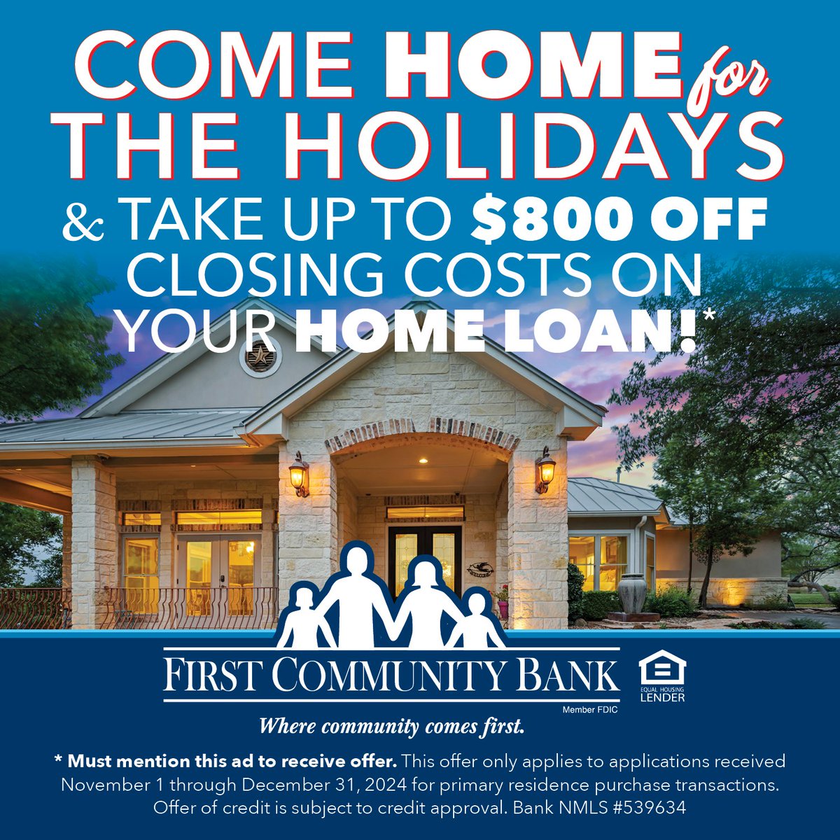 There's no place like home for the holidays! 🏠 🎄 Contact one of our home loan officers to take advantage of this limited time offer! brev.is/UtP7c