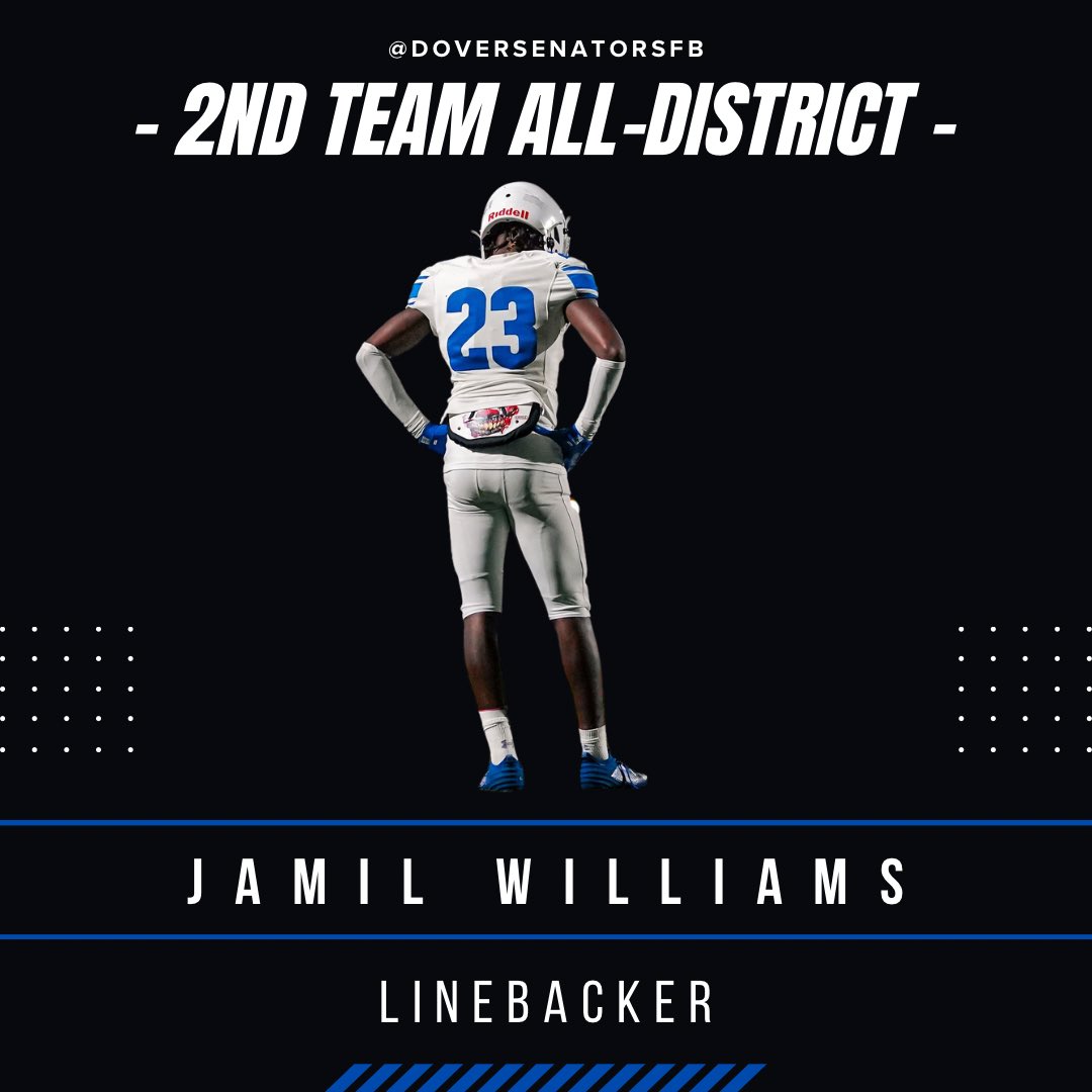 jamillymil23's tweet photo. Very blessed to receive 2nd team all district couldn’t have done it without @DoverSenatorsFB https://t.co/Ho0r4oca48