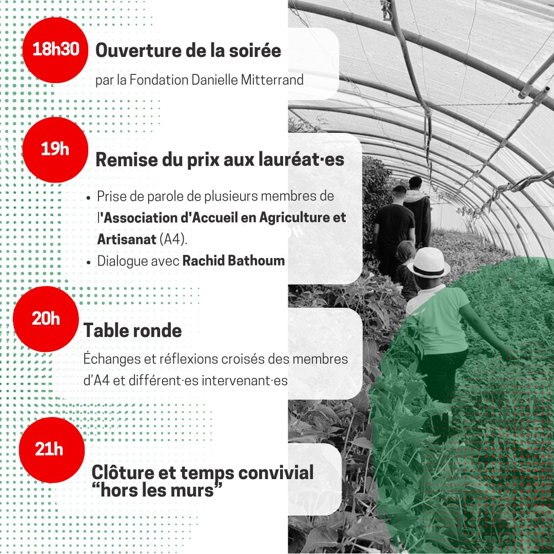 ✨ Découvrez le programme de la soirée de solidarité avec l'association A4 ✨✊

📍Rdv mardi 19 novembre à 18h30 à l'Académie du Climat
Réservez vos places👉rb.gy/z2tj5j