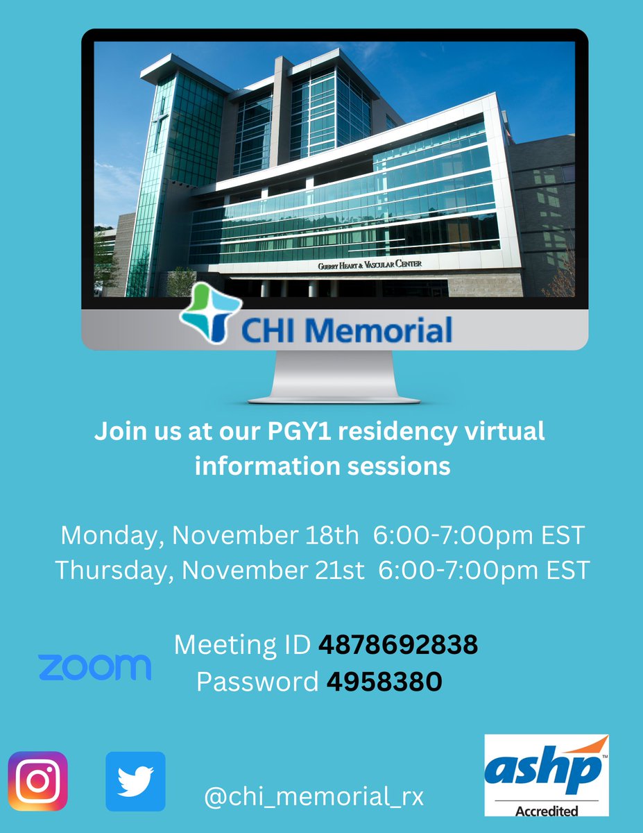 CSH_TNGA_RX's tweet photo. Please join us virtually next week to learn more about our PGY1 residency program. https://t.co/JWWNaUu4v3