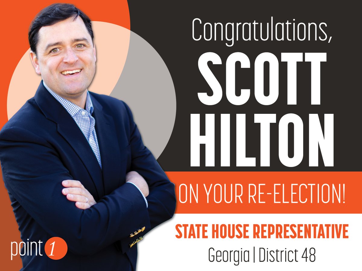point1gop's tweet photo. Congratulations, Representative Scott Hilton, on your re-election win for State House, representing Georgia's 48th District. Thanks for letting us work with your campaign this election year!

#point1wins @ScottHiltonGA https://t.co/wxvICR1DLb