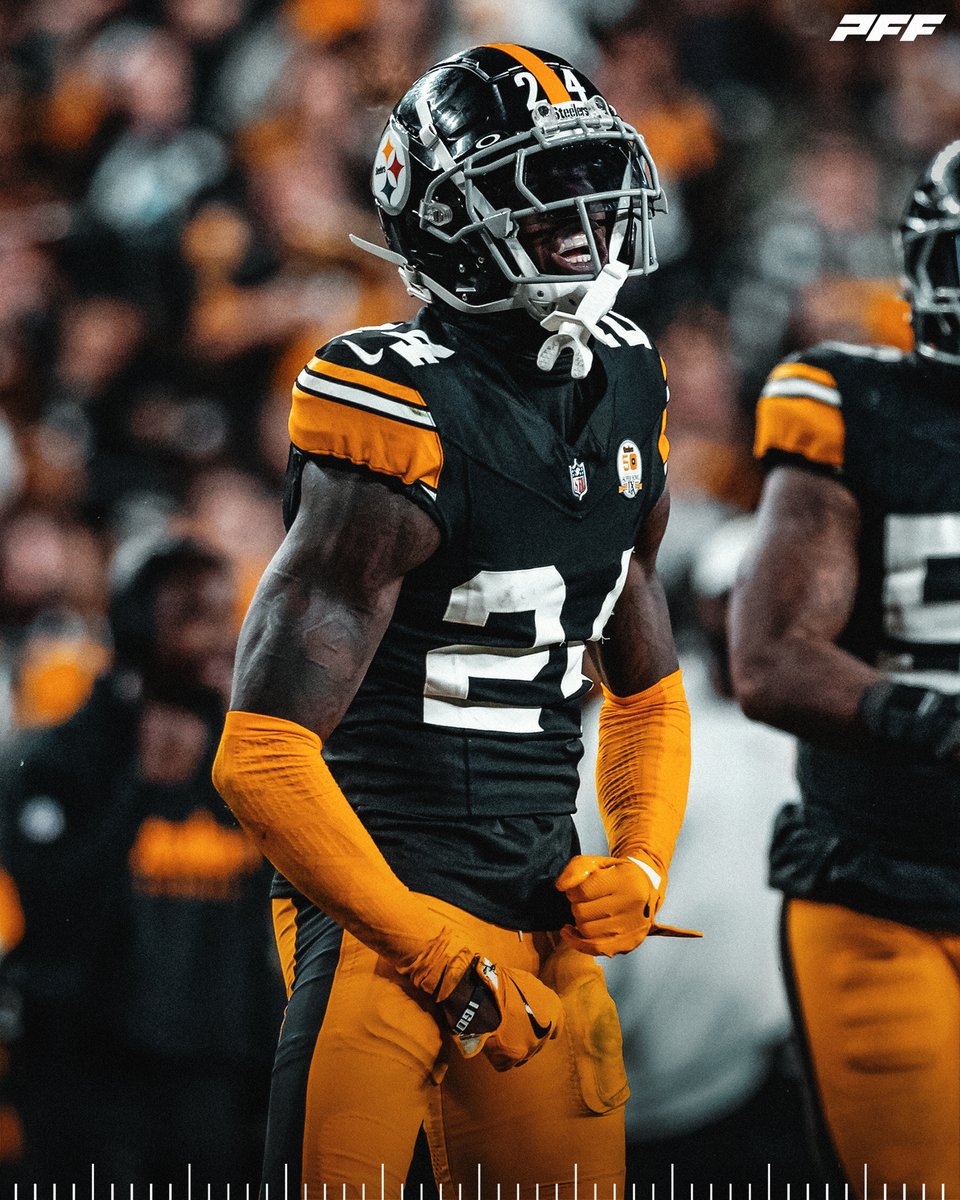 PFF_Steelers's tweet photo. Joey Porter Jr. has prevented separation on 65.42% of his opportunities this season

Best in the NFL 🔒 https://t.co/livqL0Svyh