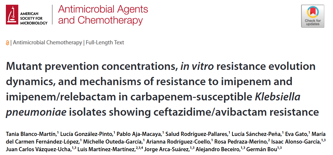 ArcaSuarez90's tweet photo. We are very pleased to see our latest article in AAC, reinforcing the microbiological positioning of imipenem/relebactam over carbapenem monotherapy to treat K. pneumoniae infections with CZA-resistant KPC variants and collateral carbapenm susceptibility

https://t.co/6aU1Z72a6q https://t.co/ZZB4eZwyYa