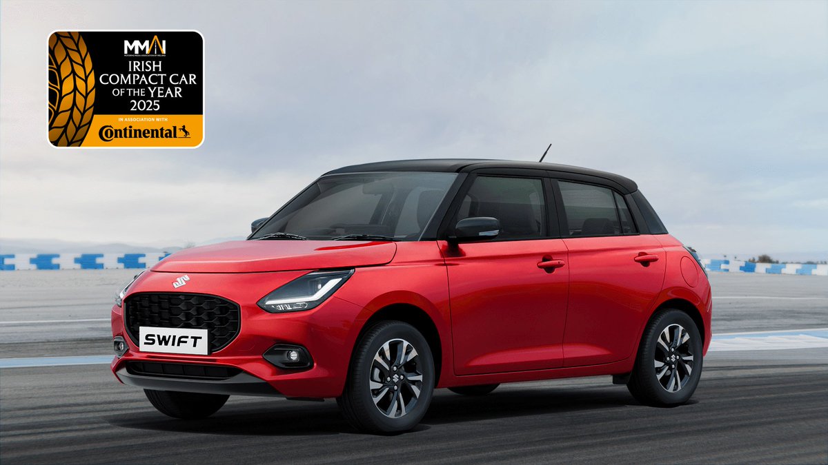 Well done to @Suzukiireland, the winner of the Irish Compact Car of the Year in association with Continental Tyres is the Swift #IrishCOTY2025